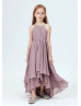 Mauve Pleated Chiffon Layered Junior Bridesmaid Dress
